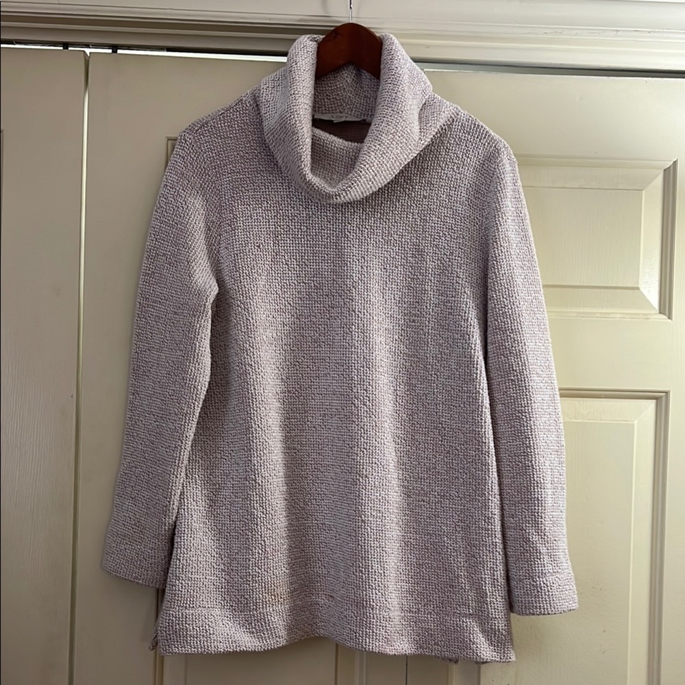 LOFT Textured Chunky Cream Cowl Neck Sweater cotton/poly blend